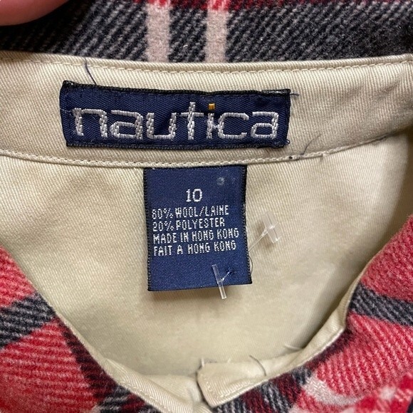 Wool Nautica Plaid Zip Up Oversized Women's Shacket Jacket Shirt Size 10 - Picture 6 of 8